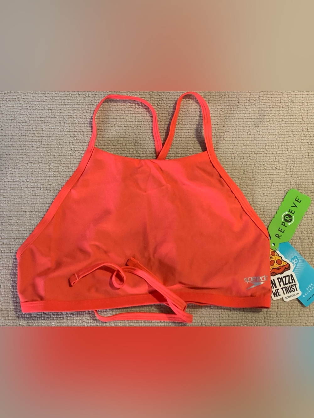 Speedo Endurance Coral-Orange High Neck Swim Top Vibe Collection